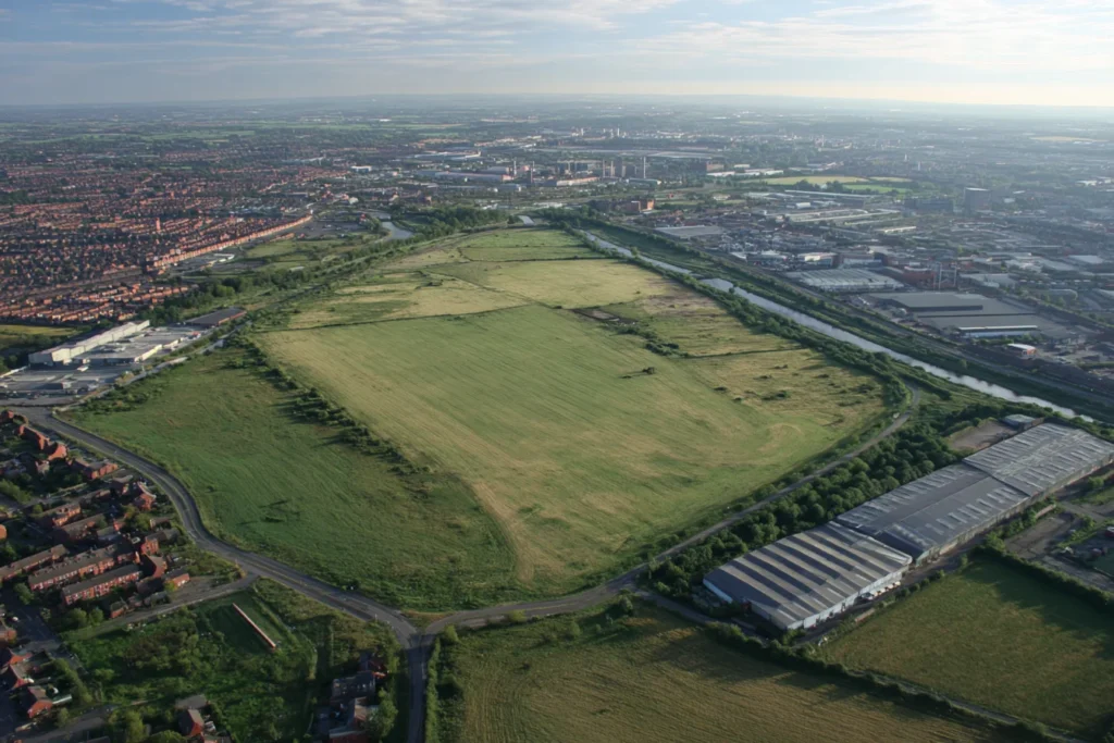 Aerial view of land parcel identified for development